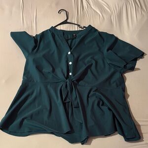 SHEIN Teal Blouse with Tie-Front